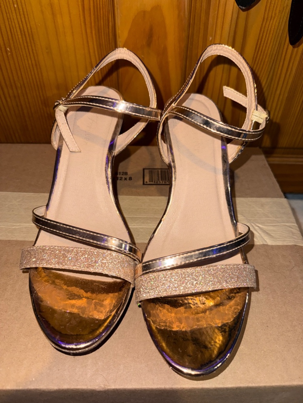 Metallic Rose Gold Women's Strappy Sandals